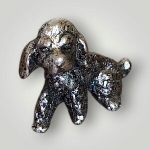 Vintage Miniature Pewter Poodle Puppy Dog Figurine Doll House 1" X .5" X 1"
